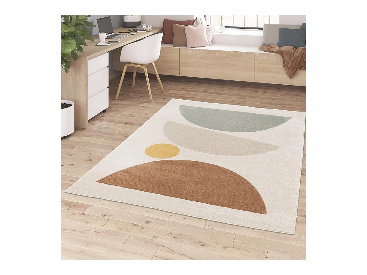 tapis grand salon 200x290 tissé crème rectangle motif géométrique STREETA