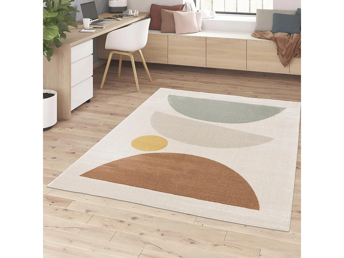 tappeto da soggiorno grande 200x290 tessuto rettangolo crema motivo geometrico STREETA