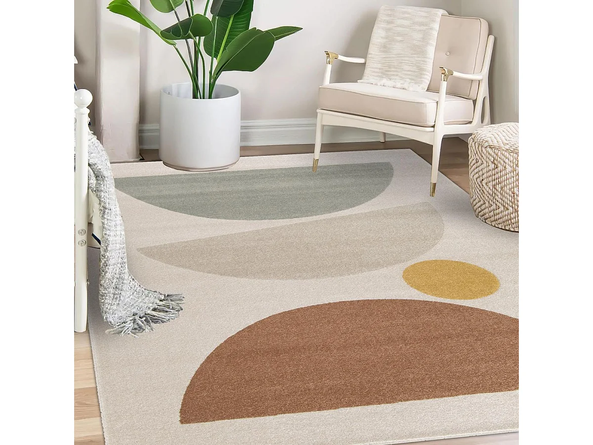 tappeto da soggiorno grande 200x290 tessuto rettangolo crema motivo geometrico STREETA