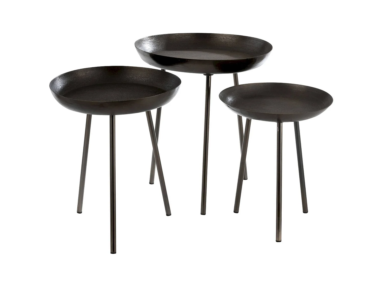 Lot de 3 tables d'appoint Adeline en Aluminum