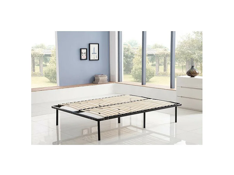 Sommier à Lattes 140x200 cm sur Pieds pour lit 2 Places  7 Pieds  40 Lattes en Bois multiplis  sommier en kit à Monter (140x200)