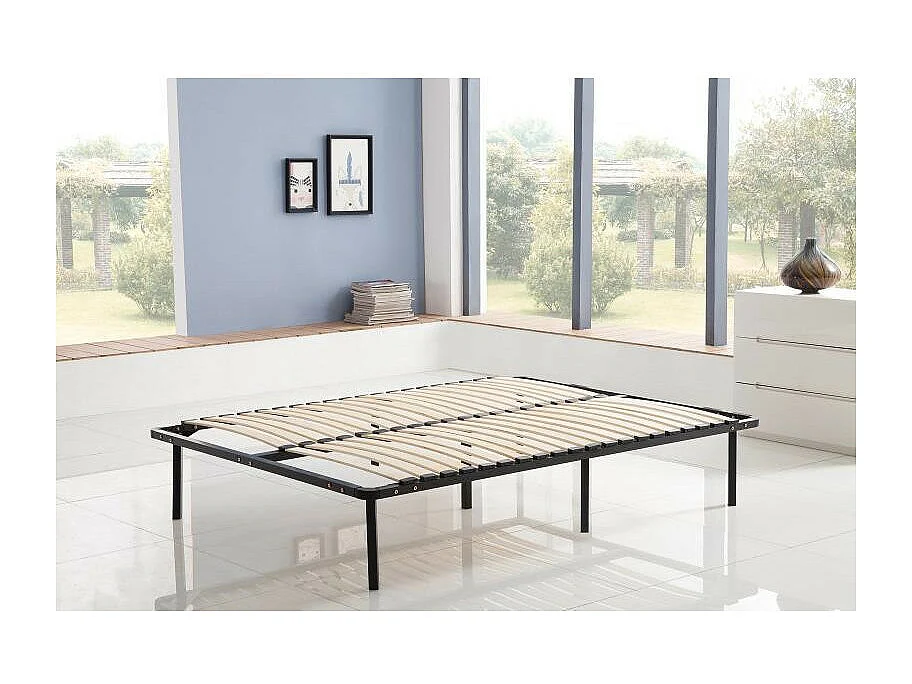 Sommier à Lattes 140x200 cm sur Pieds pour lit 2 Places  7 Pieds  40 Lattes en Bois multiplis  sommier en kit à Monter (140x200)