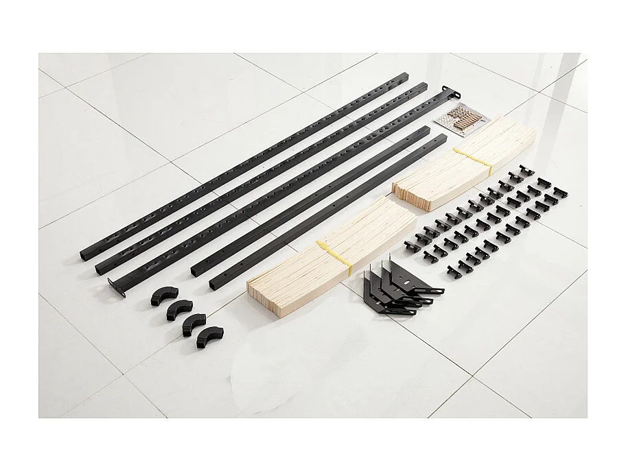 Sommier à Lattes 140x200 cm sur Pieds pour lit 2 Places  7 Pieds  40 Lattes en Bois multiplis  sommier en kit à Monter (140x200)