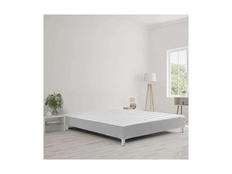 Sommier tapissier à lattes 140x190cm sur pieds pour lit 2 places