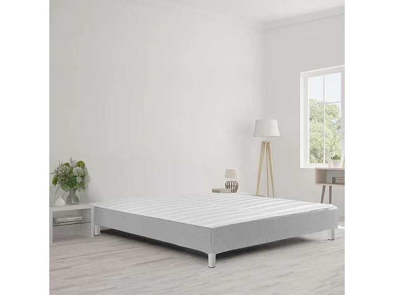 Sommier tapissier à lattes 140x190cm sur pieds pour lit 2 places