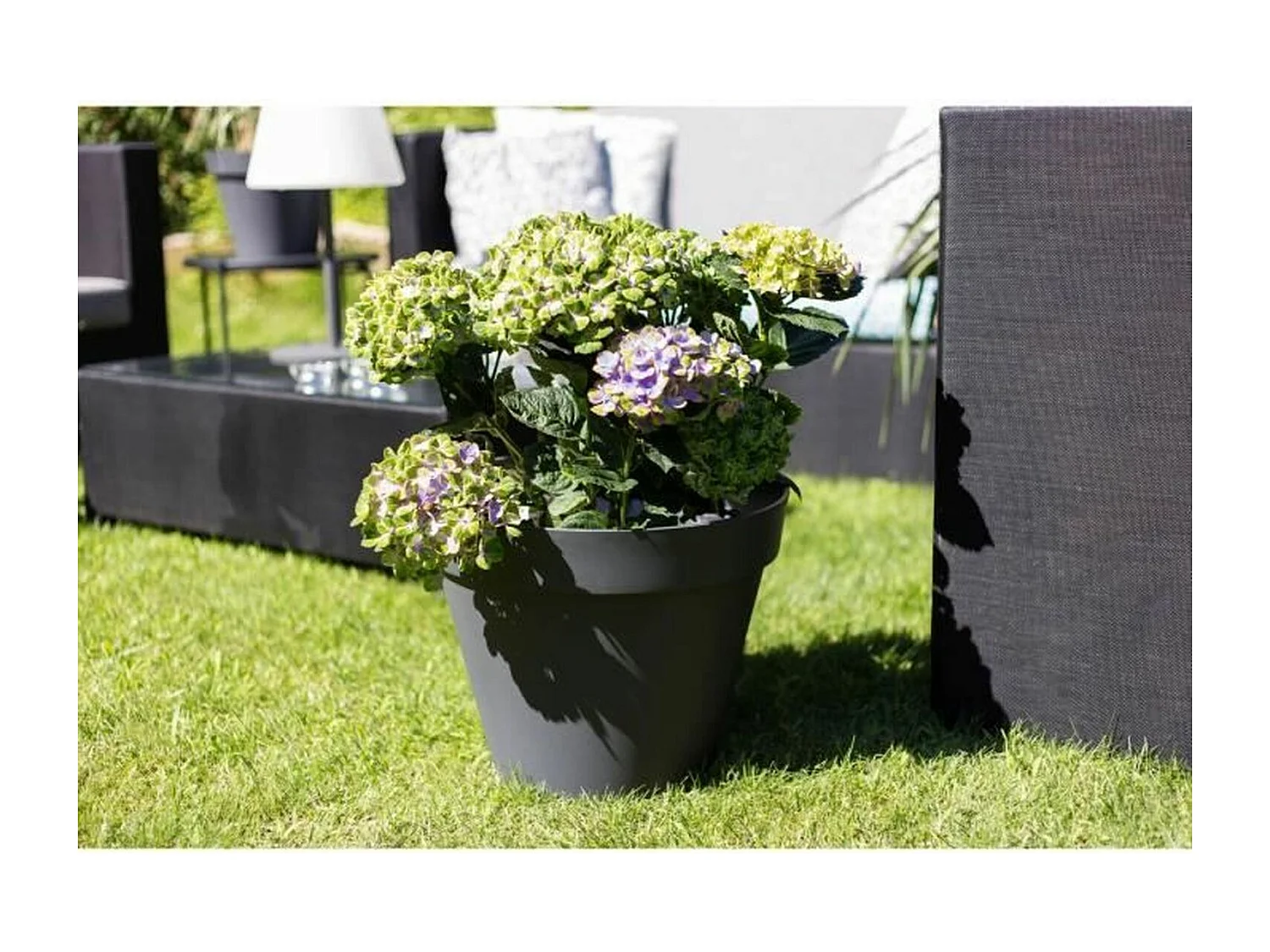 Ronde Bloempot Toscane Ø 40 x H.32 cm - Antraciet - Gemaakt in Frankrijk