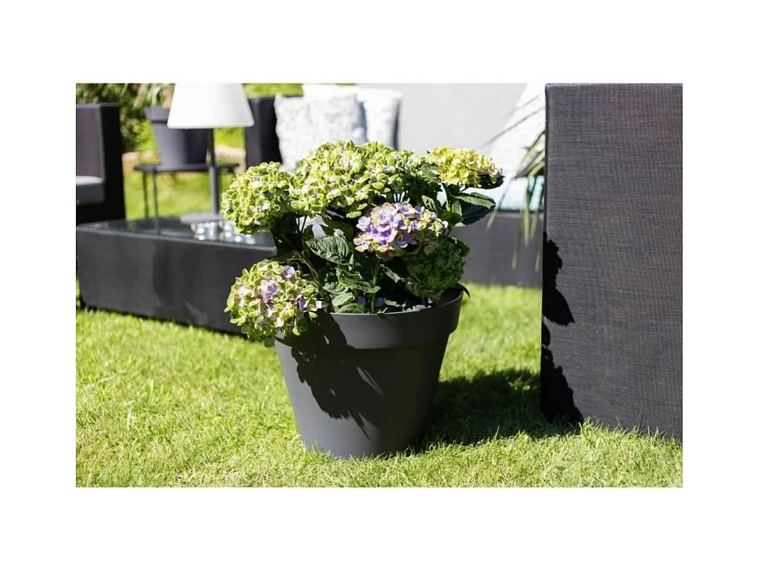 Pot de fleur rond Toscane Ø 40 x H.32 cm - Anthracite - Eda