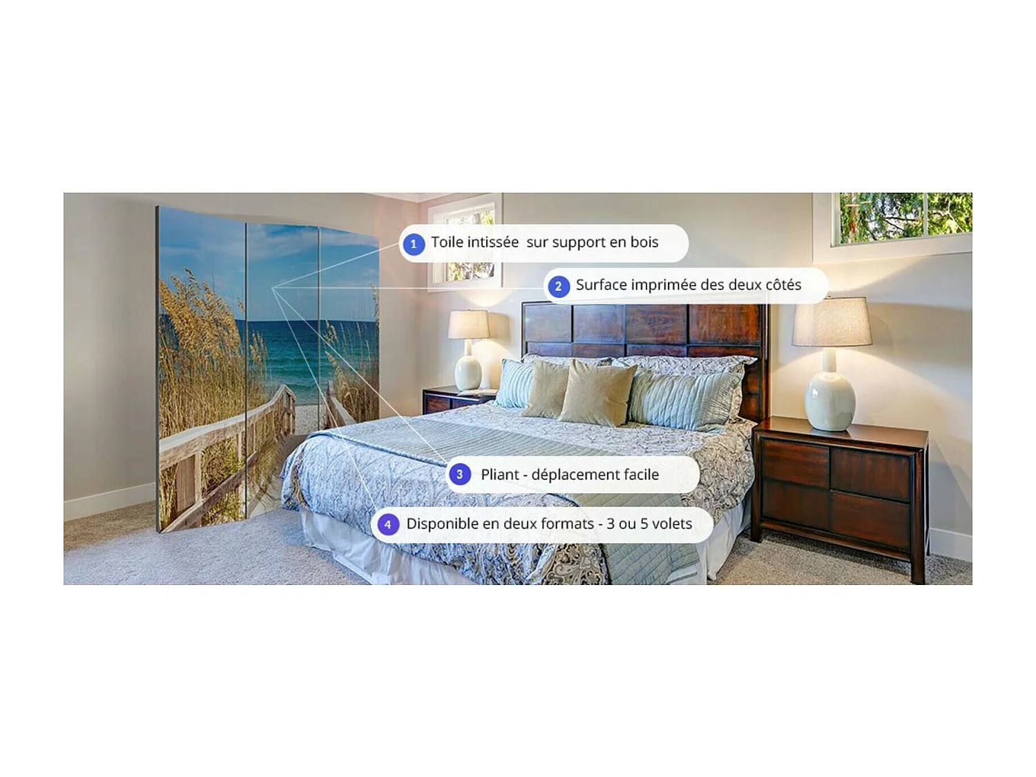 Paravent Johnson's Empire Romain Déco 5 Panneaux Vintage