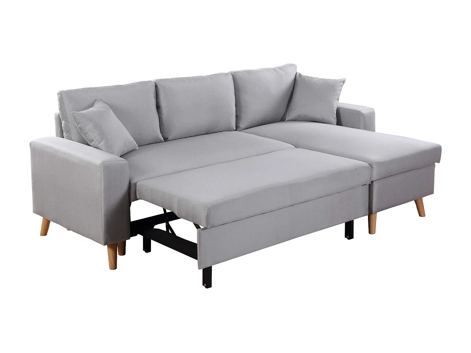 Canapé convertible d'angle scandinave 3 places en tissu gris clair - CA00002