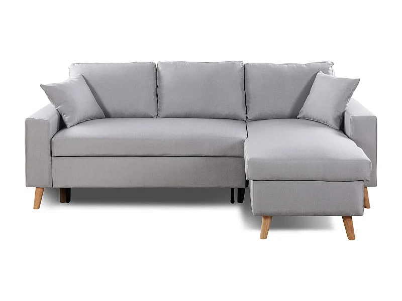 Canapé convertible d'angle scandinave 3 places en tissu gris clair - CA00002