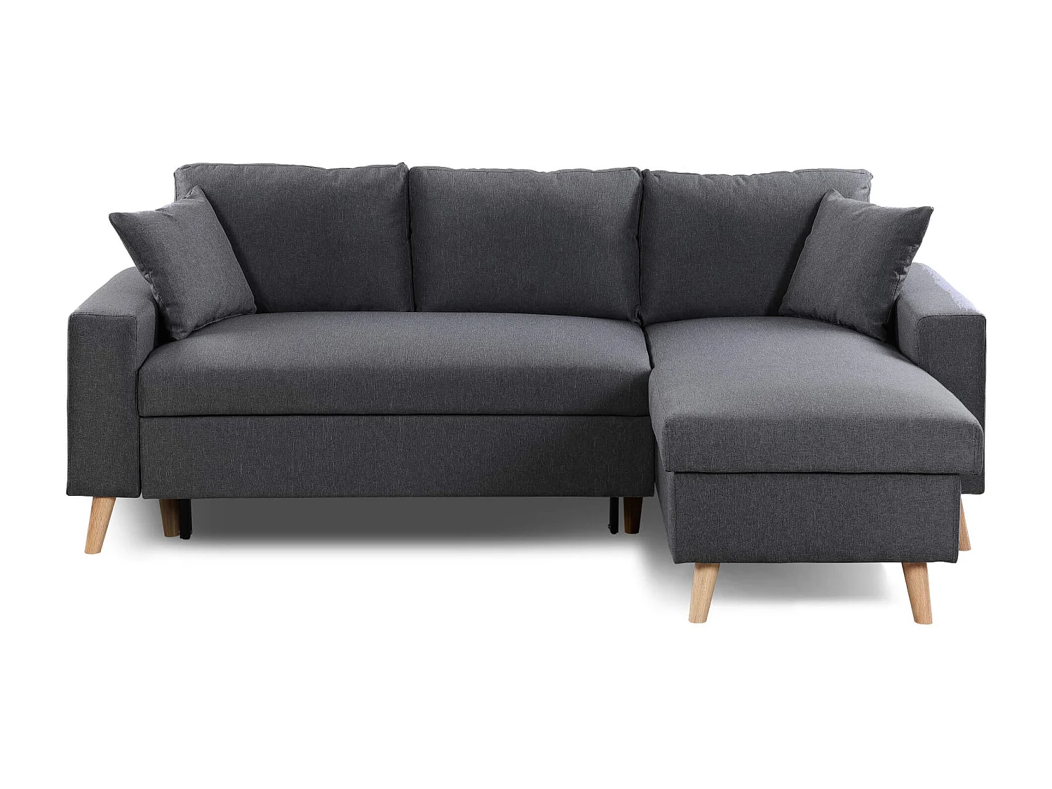Canapé convertible d'angle scandinave 3 places en tissu anthracite - CA00002