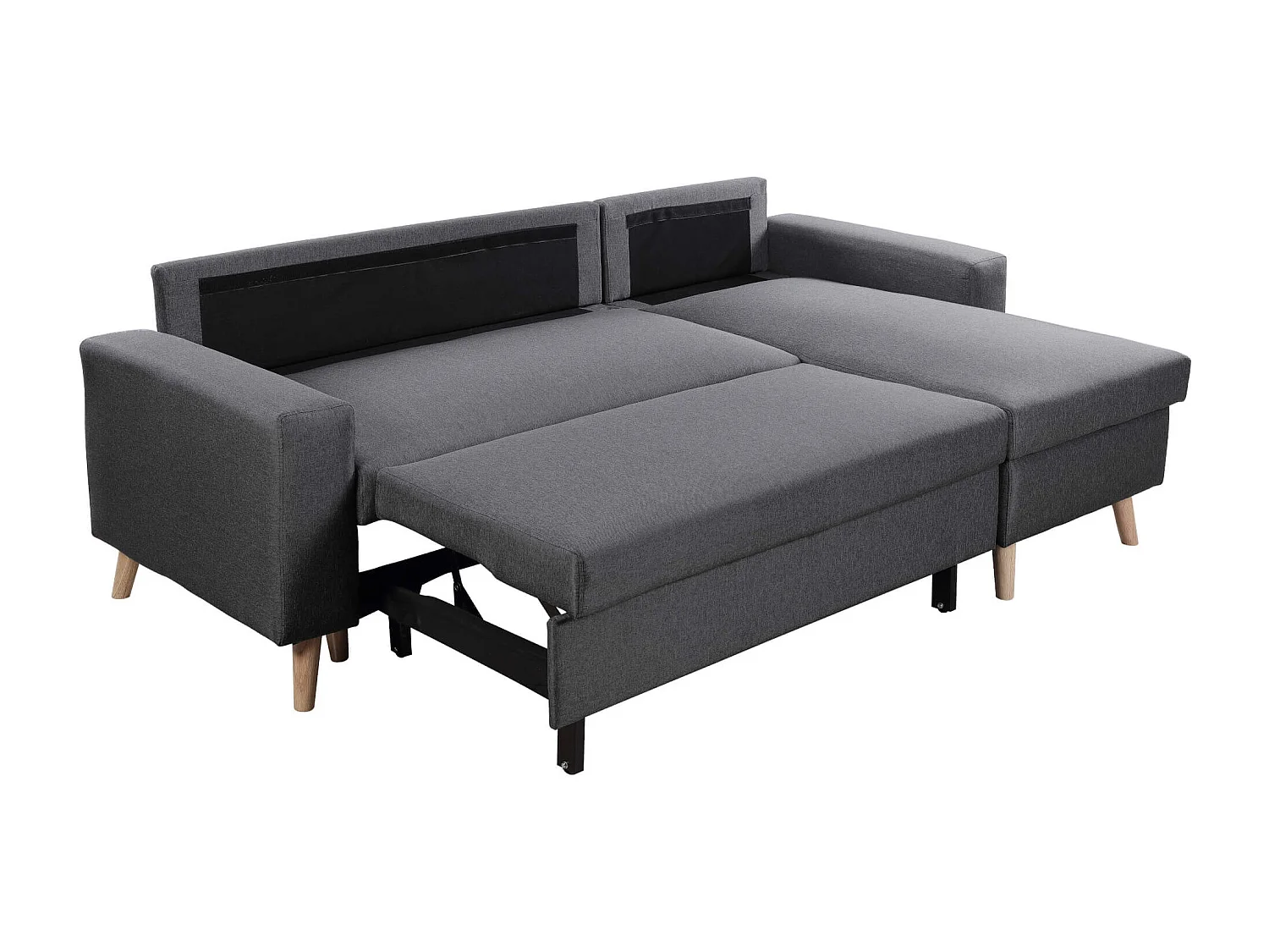 Canapé convertible d'angle scandinave 3 places en tissu anthracite - CA00002
