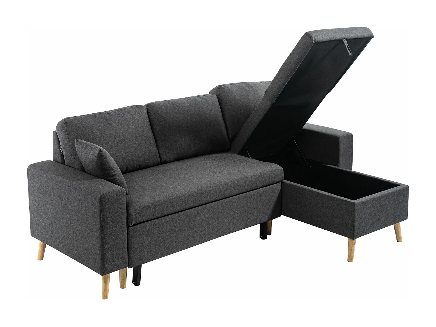 Canapé convertible d'angle scandinave 3 places en tissu anthracite - CA00002