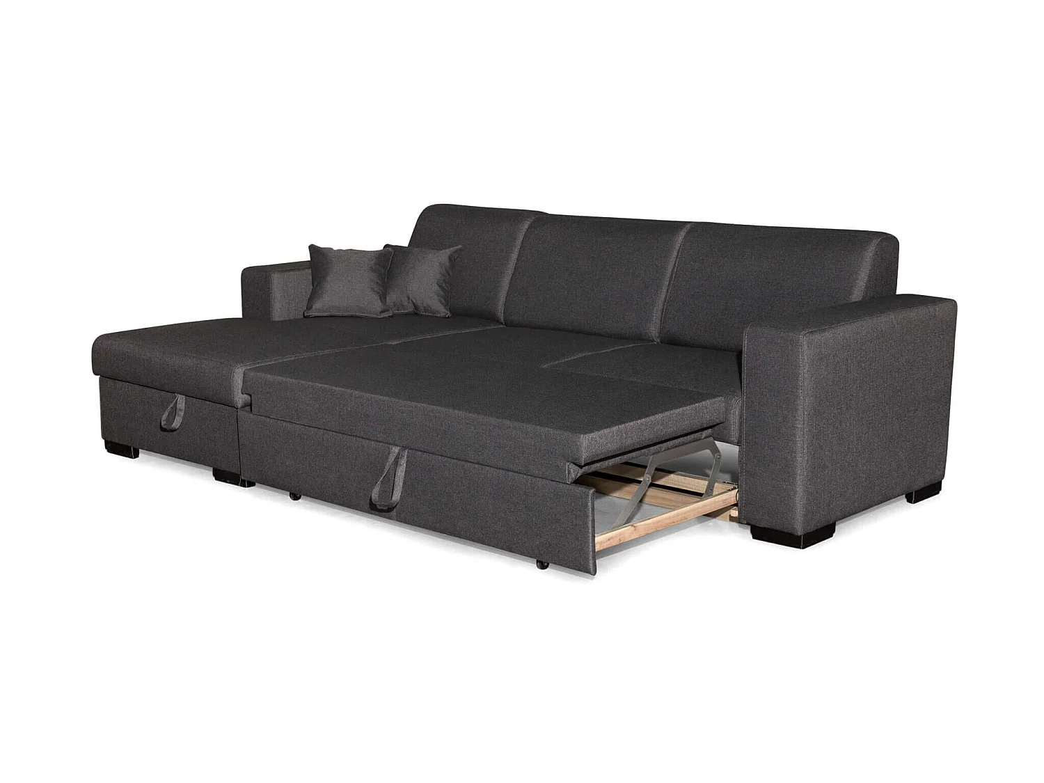 Canapé convertible d'angle gauche 4 places en tissu anthracite - CA00004