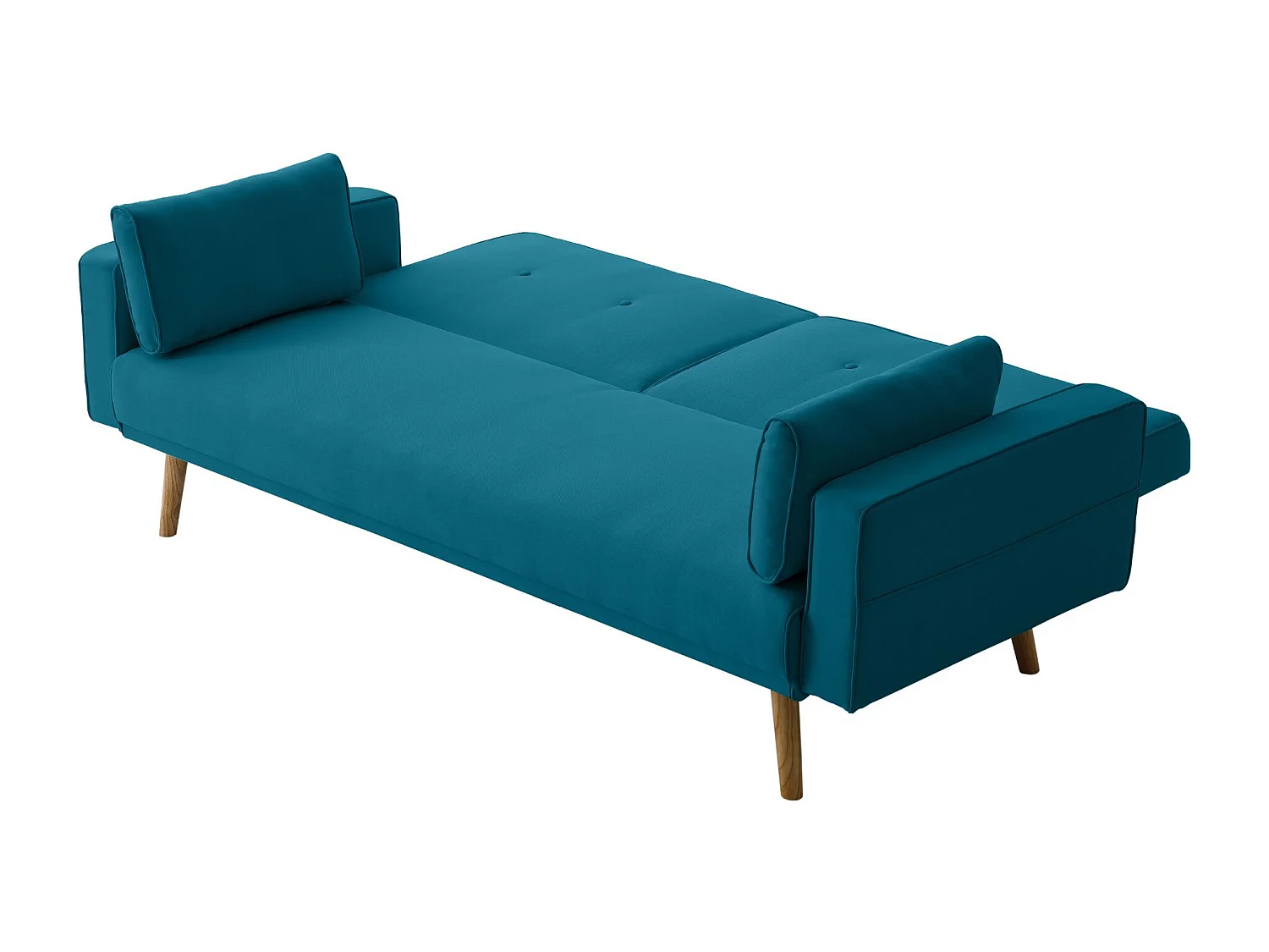 Canapé convertible droit scandinave 3 places en tissu bleu pétrole - CA00001
