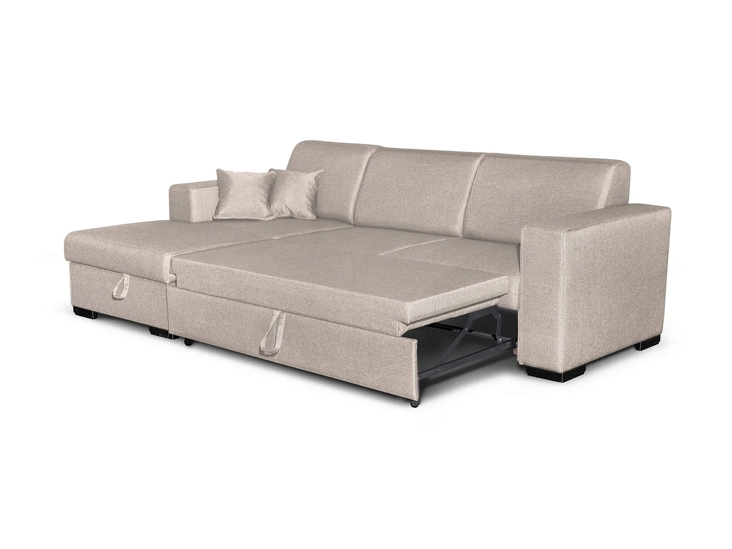 Canapé convertible d'angle gauche 4 places en tissu beige - CA00004