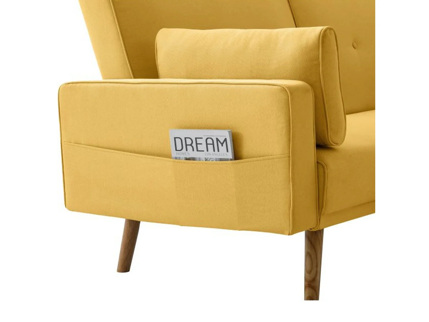 Canapé convertible droit scandinave 3 places en tissu jaune - CA00001