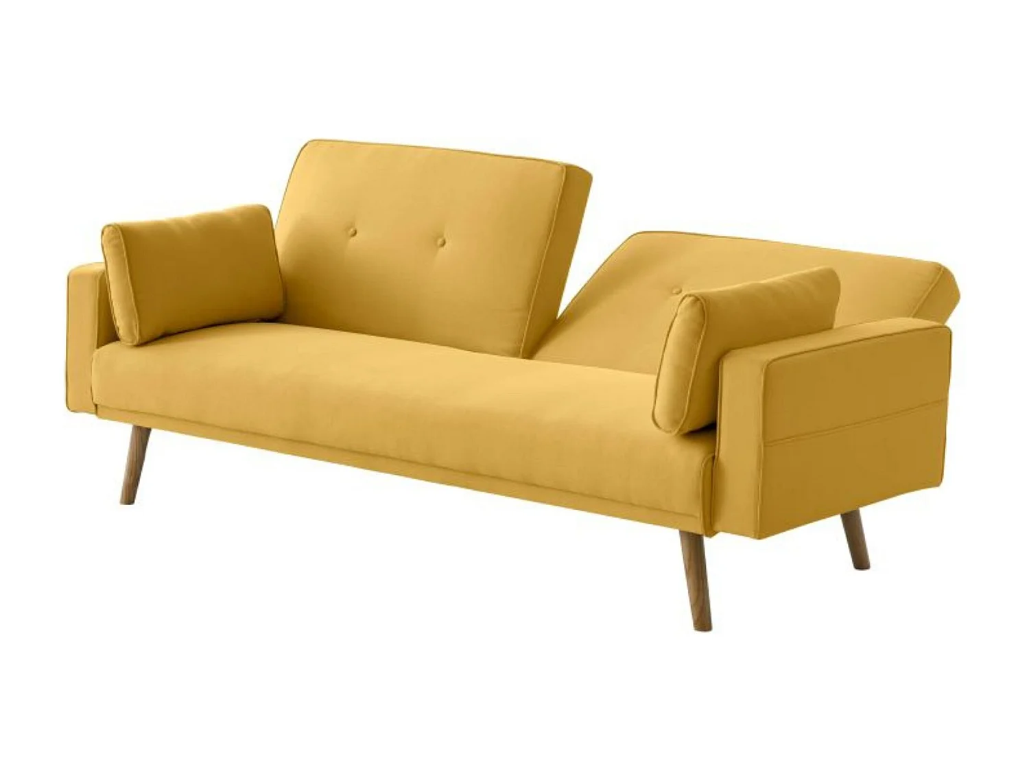 Canapé convertible droit scandinave 3 places en tissu jaune - CA00001
