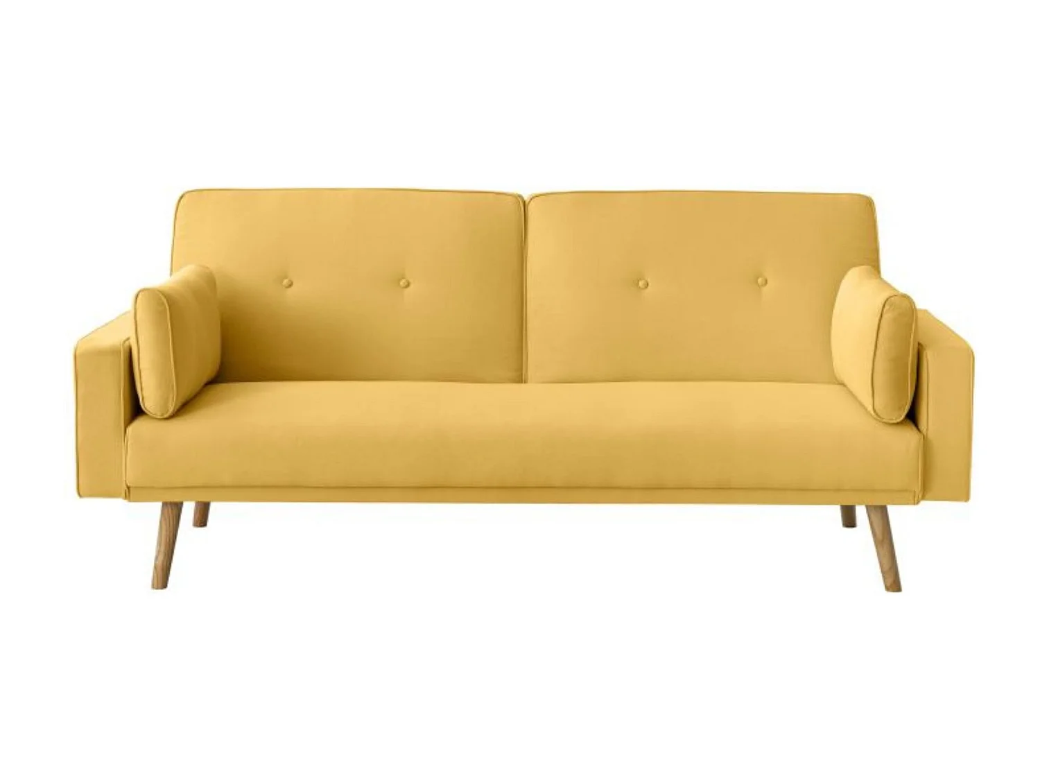 Canapé convertible droit scandinave 3 places en tissu jaune - CA00001