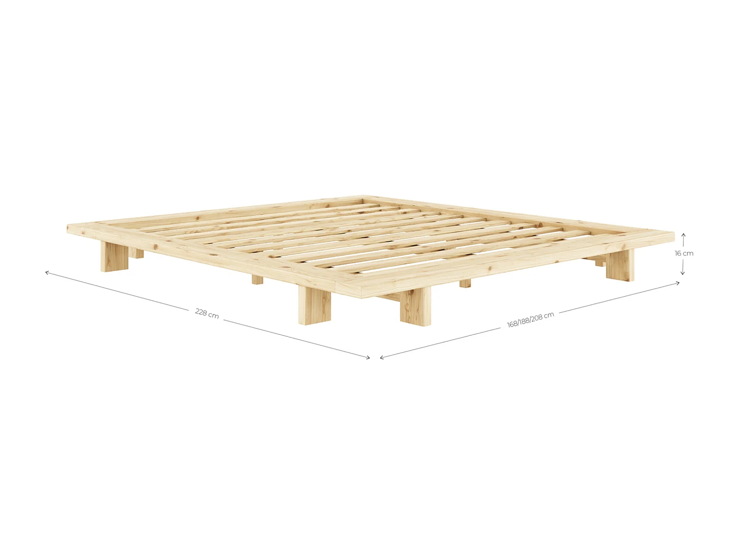 Lit futon JAPAN en bois naturel 160x200