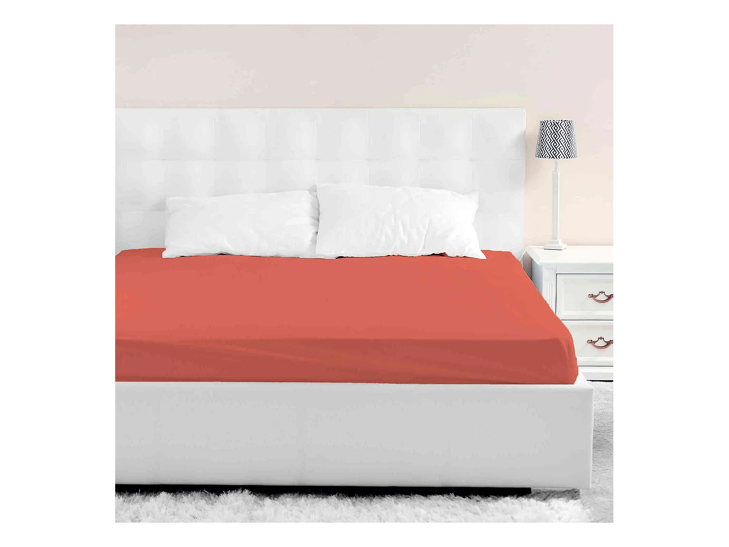 Drap housse orange terracotta bonnet 40 cm 90x200