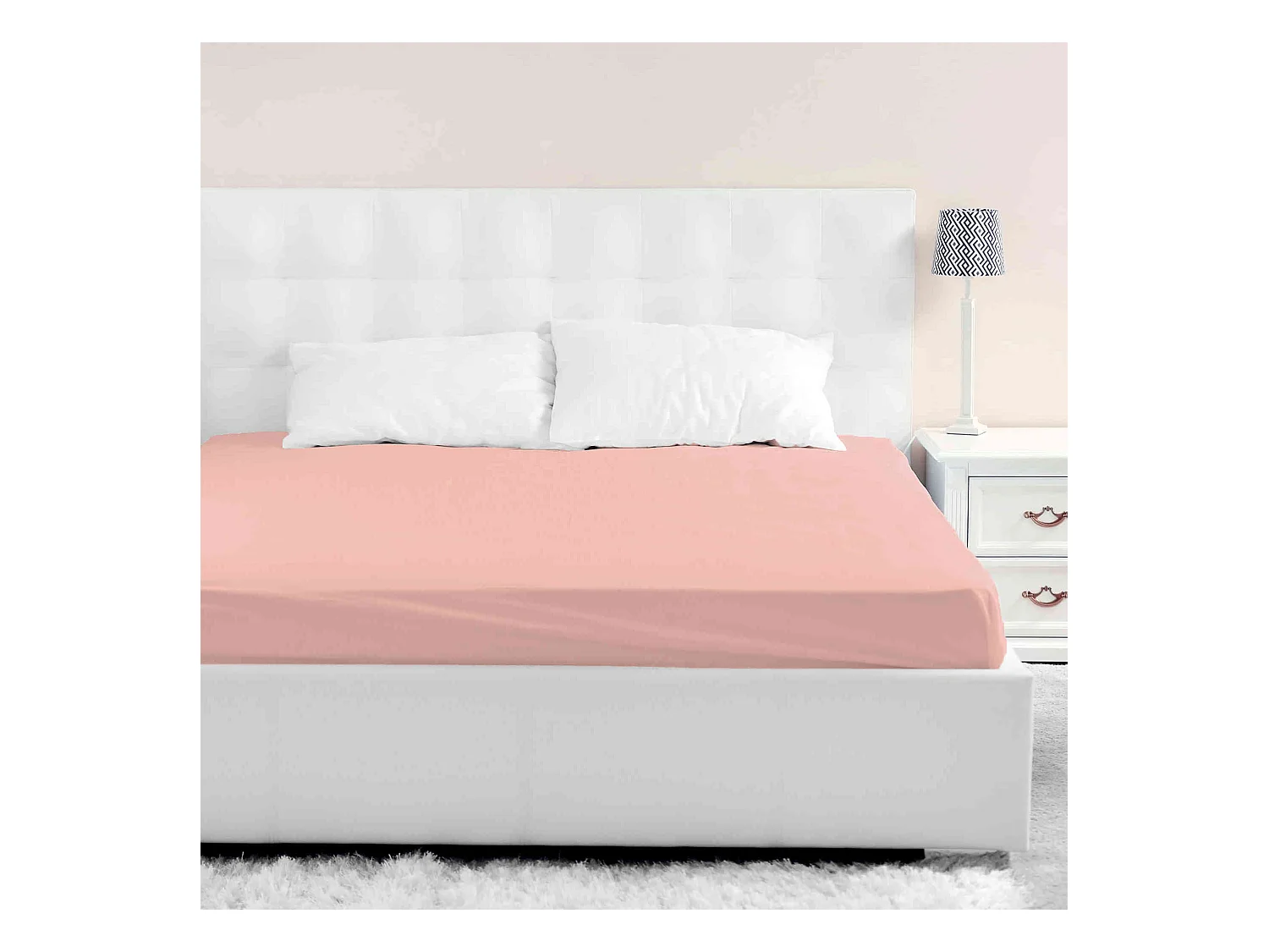 Drap housse rose thé bonnet 40 cm 180x190/200