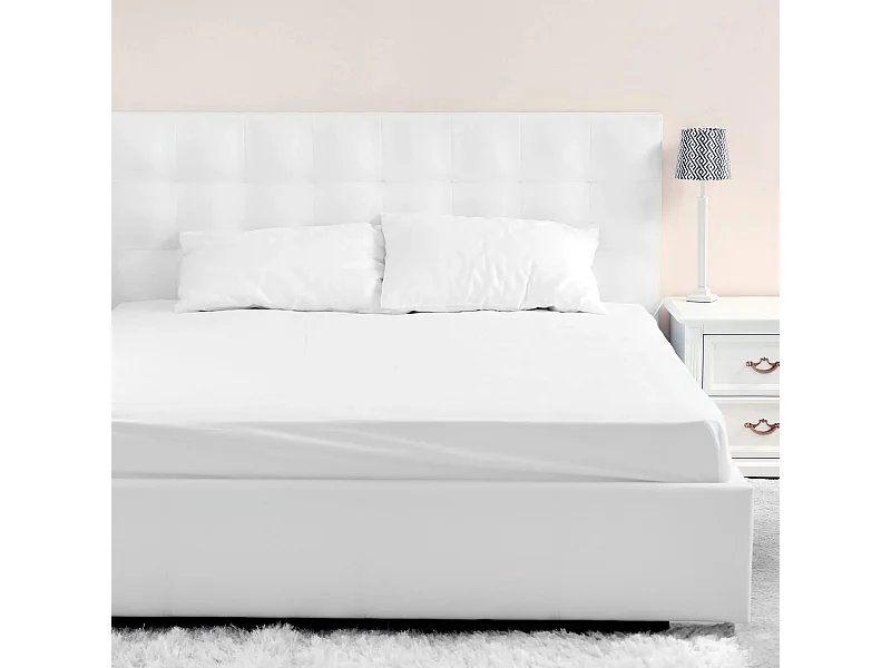 Drap housse jersey blanc bonnet 40 cm 180x190