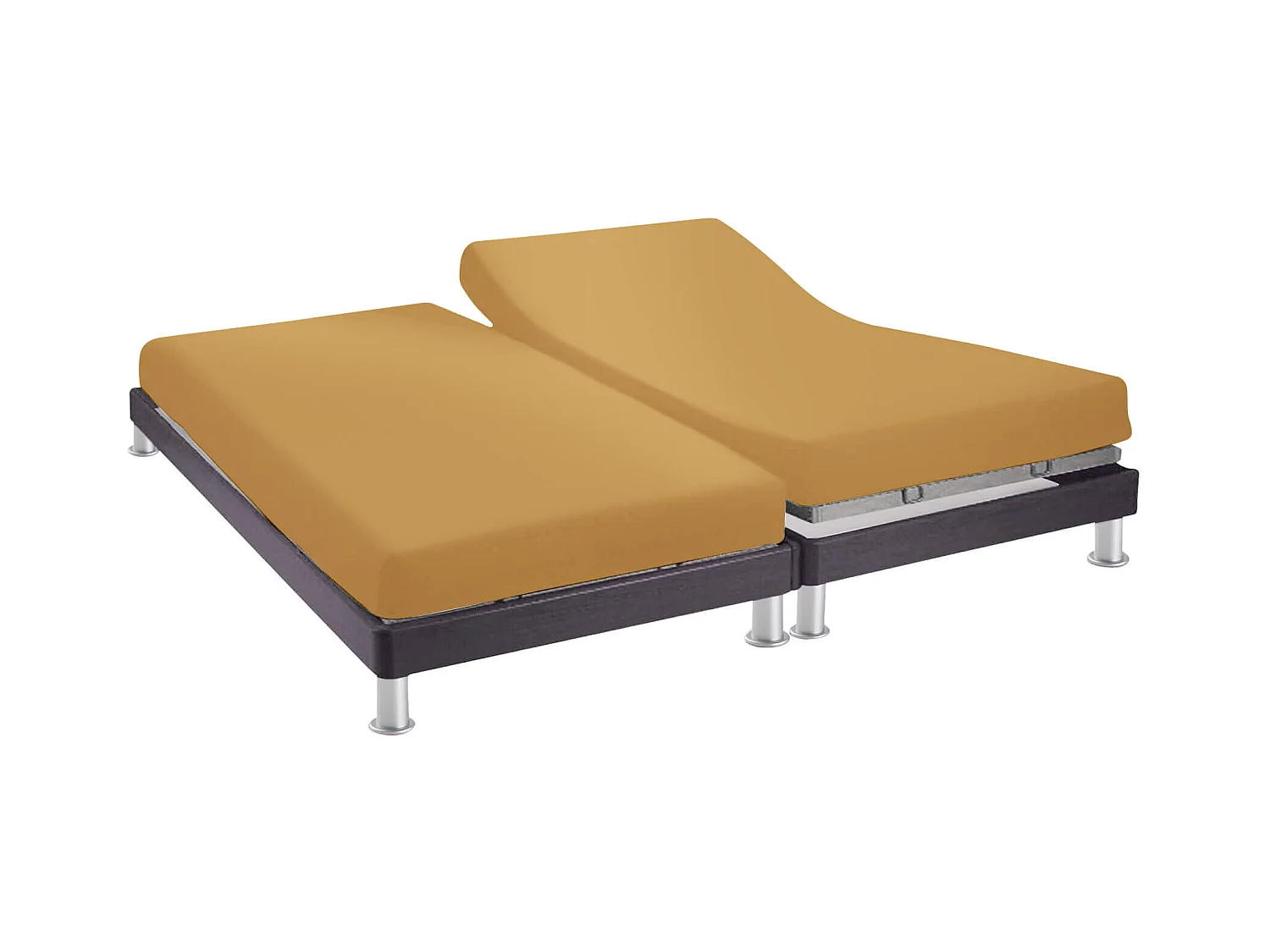 Drap housse pour lit articulé 2x90x200 curry 100% coton biologique Terre de Nuit