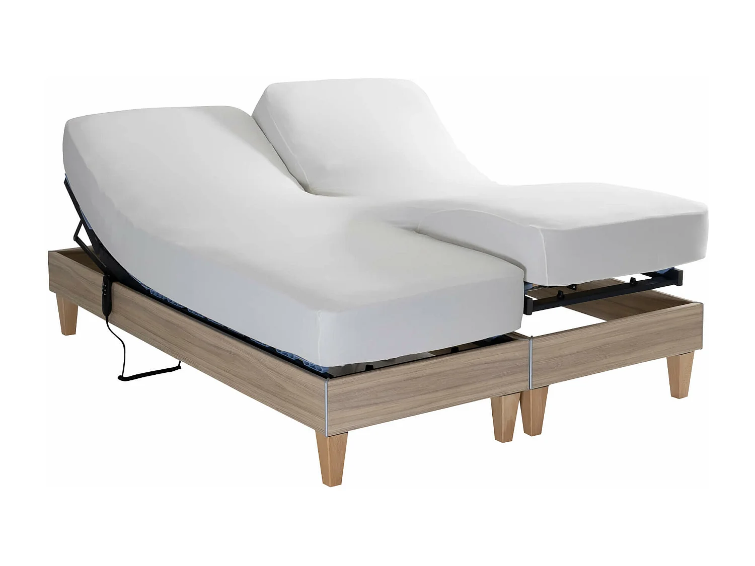 Drap housse blanc pour lit articulé jersey extensible 2x80x200