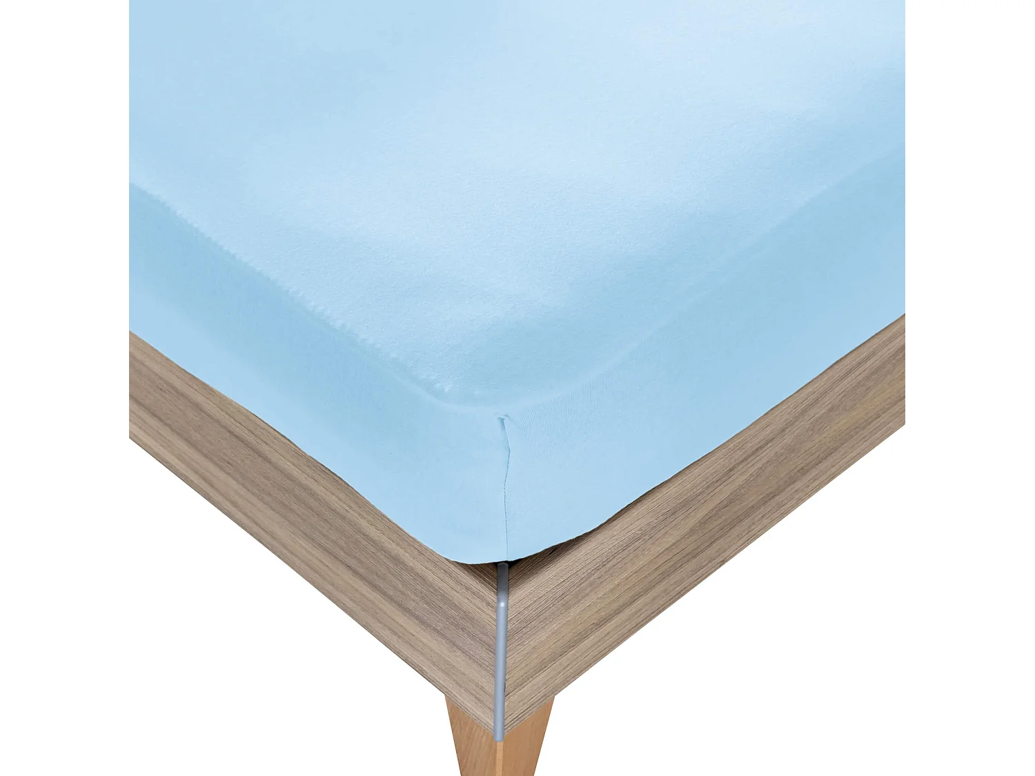 Drap housse bleu ciel pour lit articulé jersey extensible 2x70x190