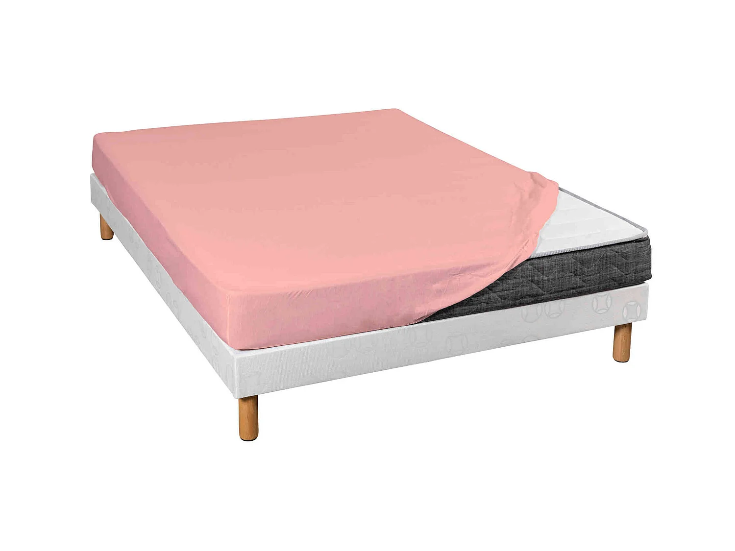 Drap housse jersey rose thé bonnet 30 cm 100% coton biologique 180x190