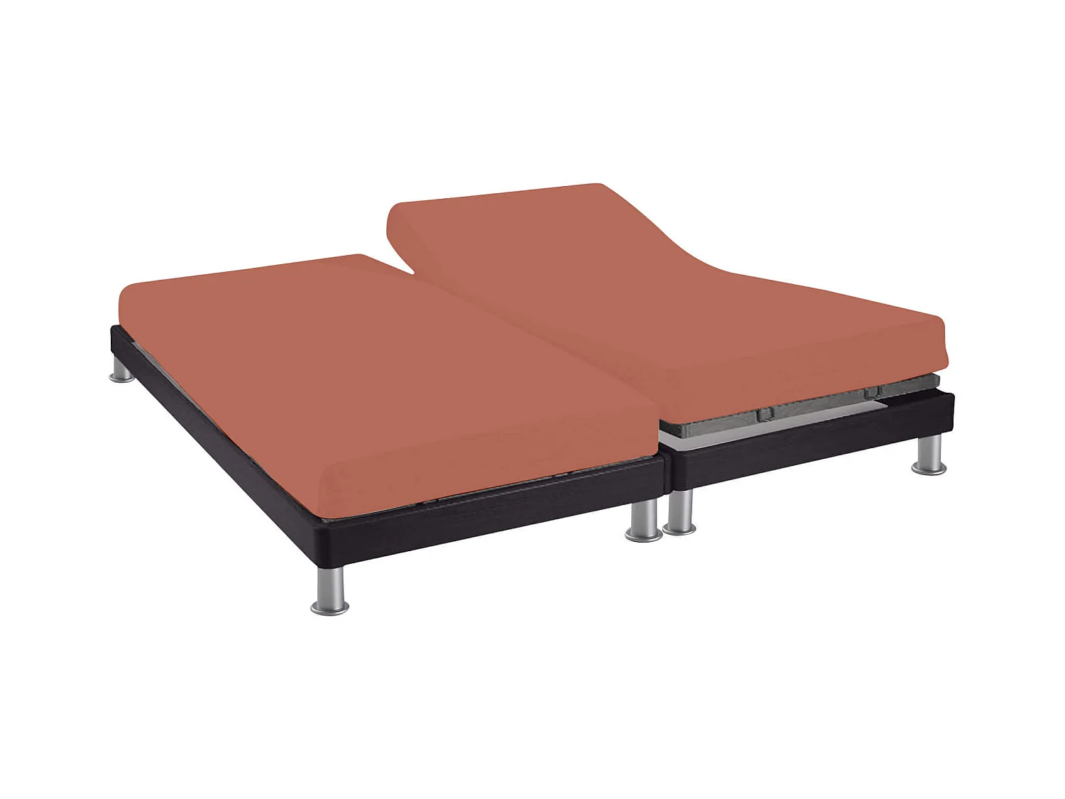 Drap housse pour lit articulé 2x90x200 terracotta 100% coton Terre de Nuit