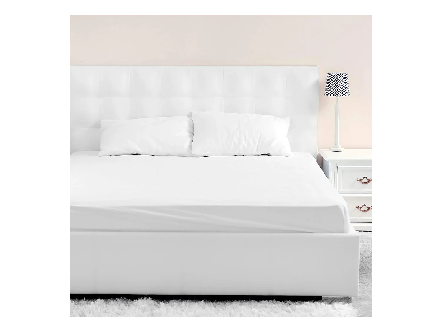 Drap housse jersey blanc bonnet 40 cm 160x190/200