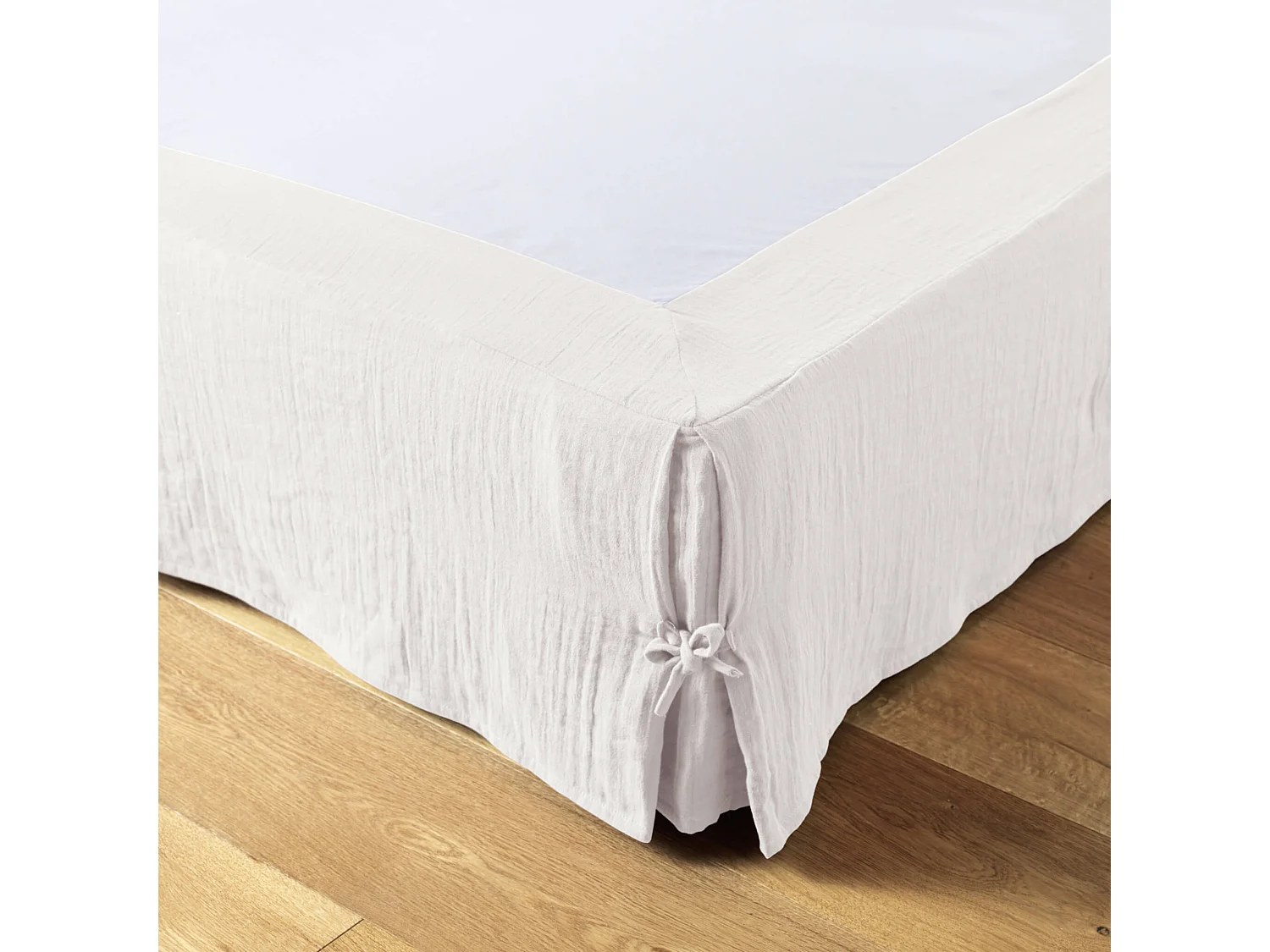 Cache sommier double gaze de coton blanc 140x190 cm
