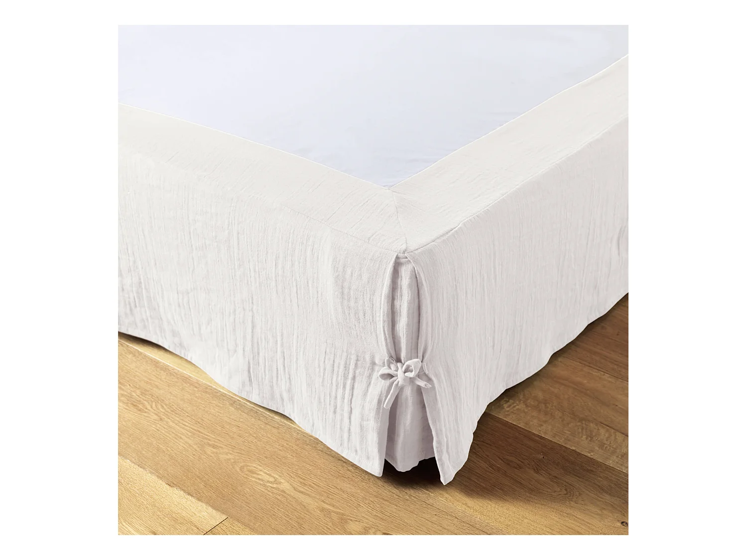 Cache sommier double gaze de coton blanc 140x190 cm