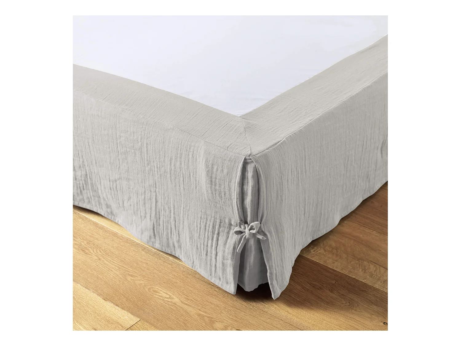 Cache sommier double gaze de coton gris 140x190 cm