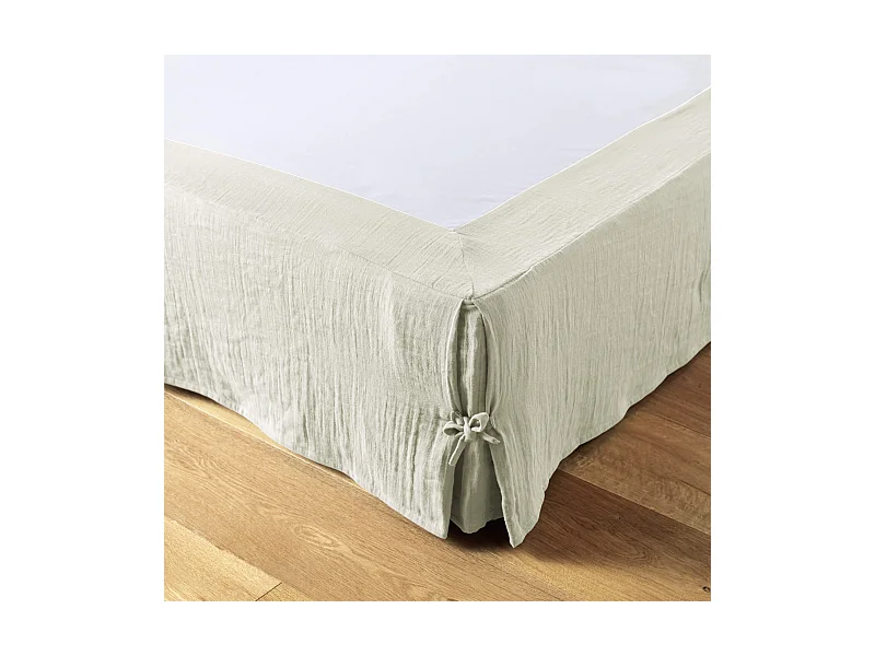 Cache sommier double gaze de coton vert d'eau 180x200 cm