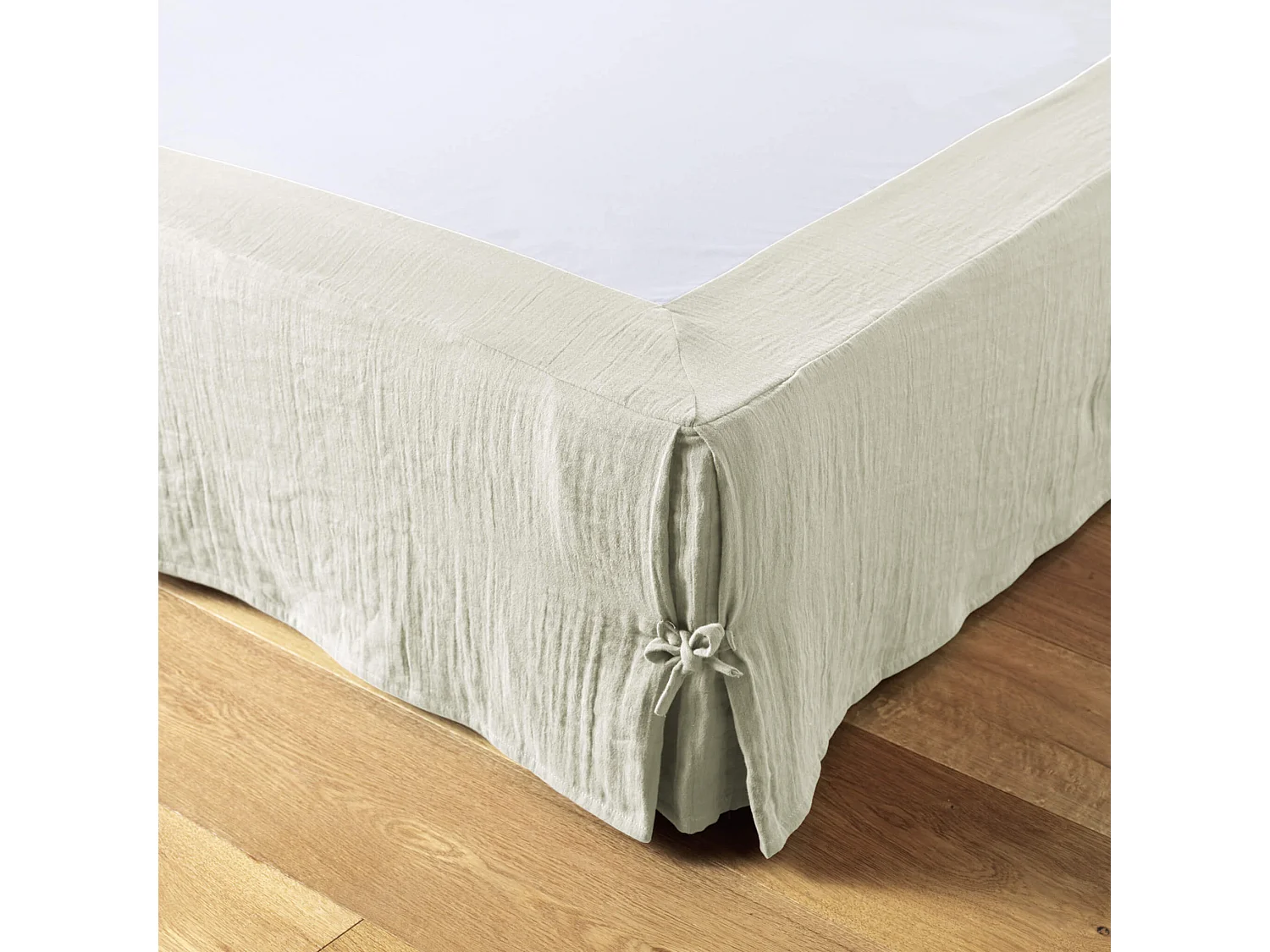 Cache sommier double gaze de coton vert d'eau 180x200 cm