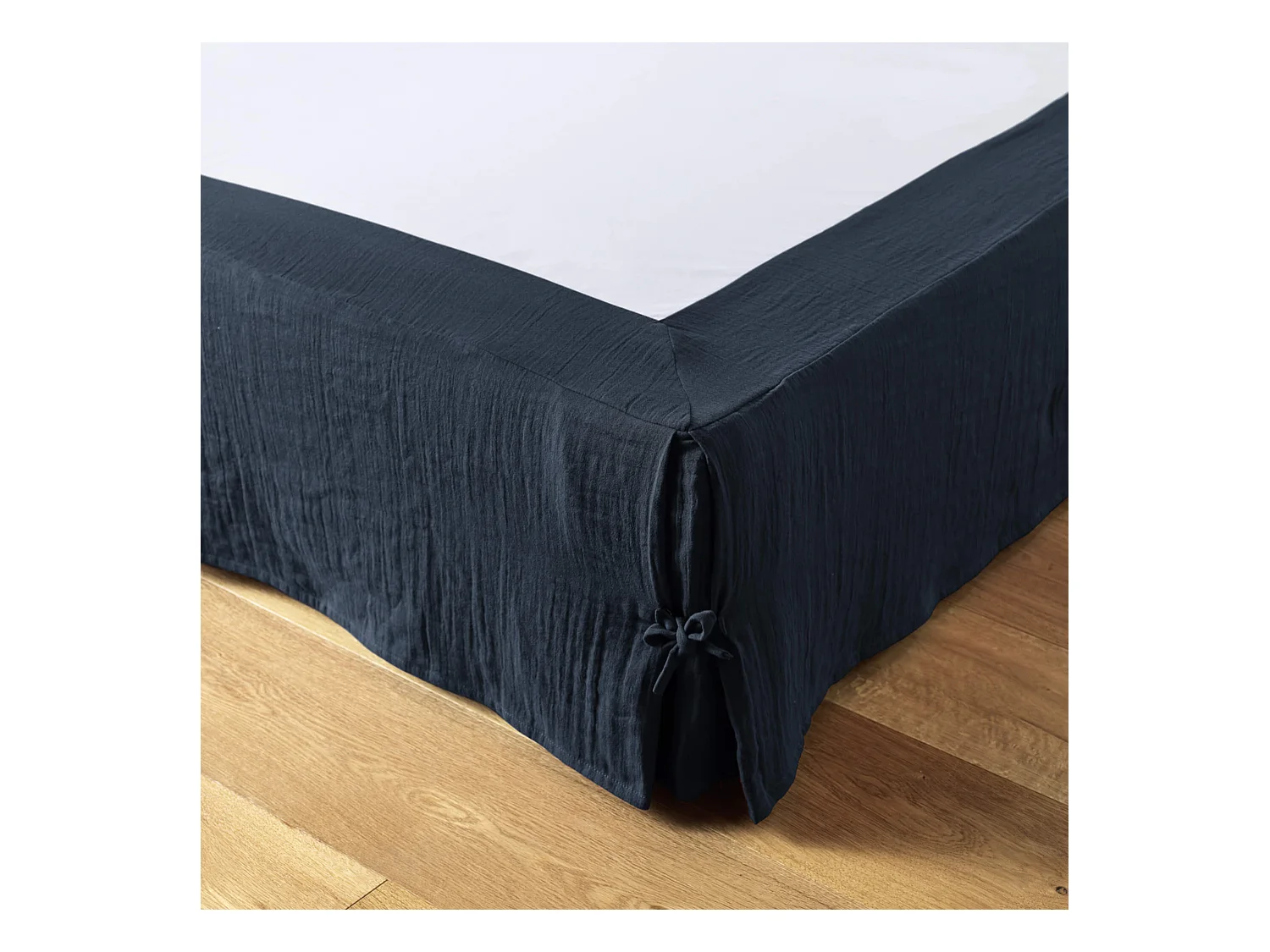 Cache sommier double gaze de coton marine 140x190 cm