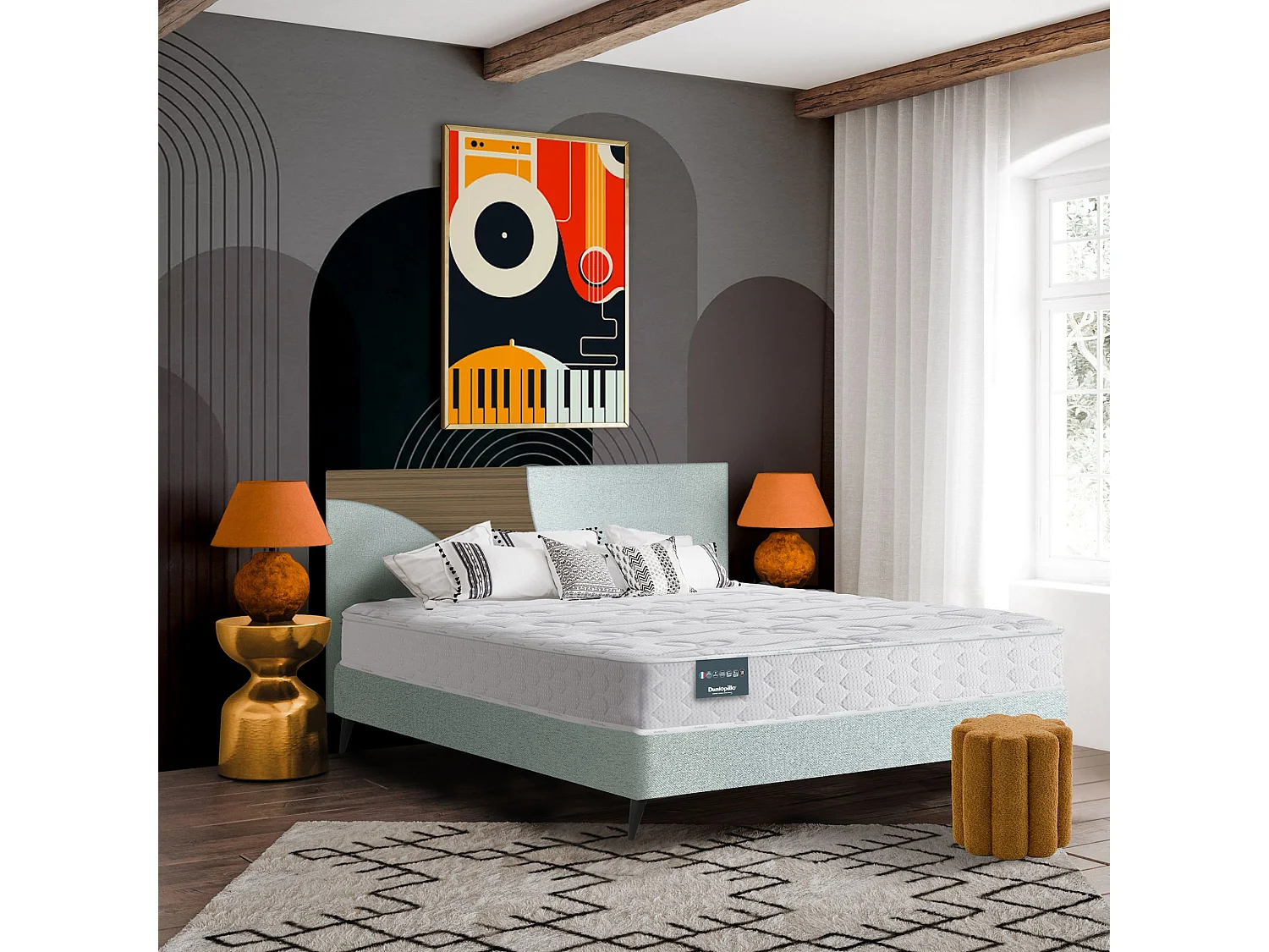 Matelas Dunlopillo 100% latex 7 zones 18cm LAVANDE 120x190