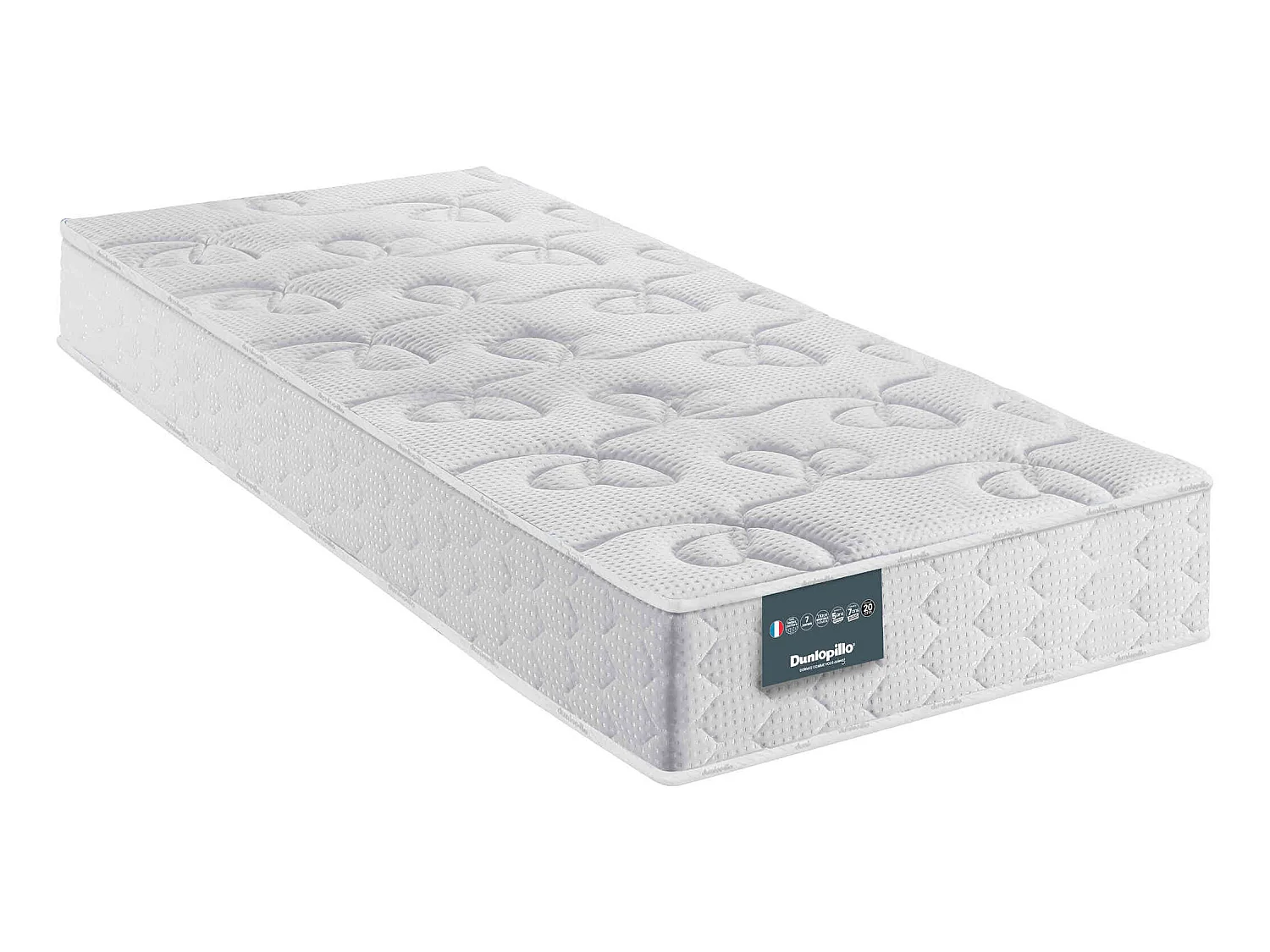 Matelas Dunlopillo 100% latex ferme 7 zones 20cm DAHLIA 90x200