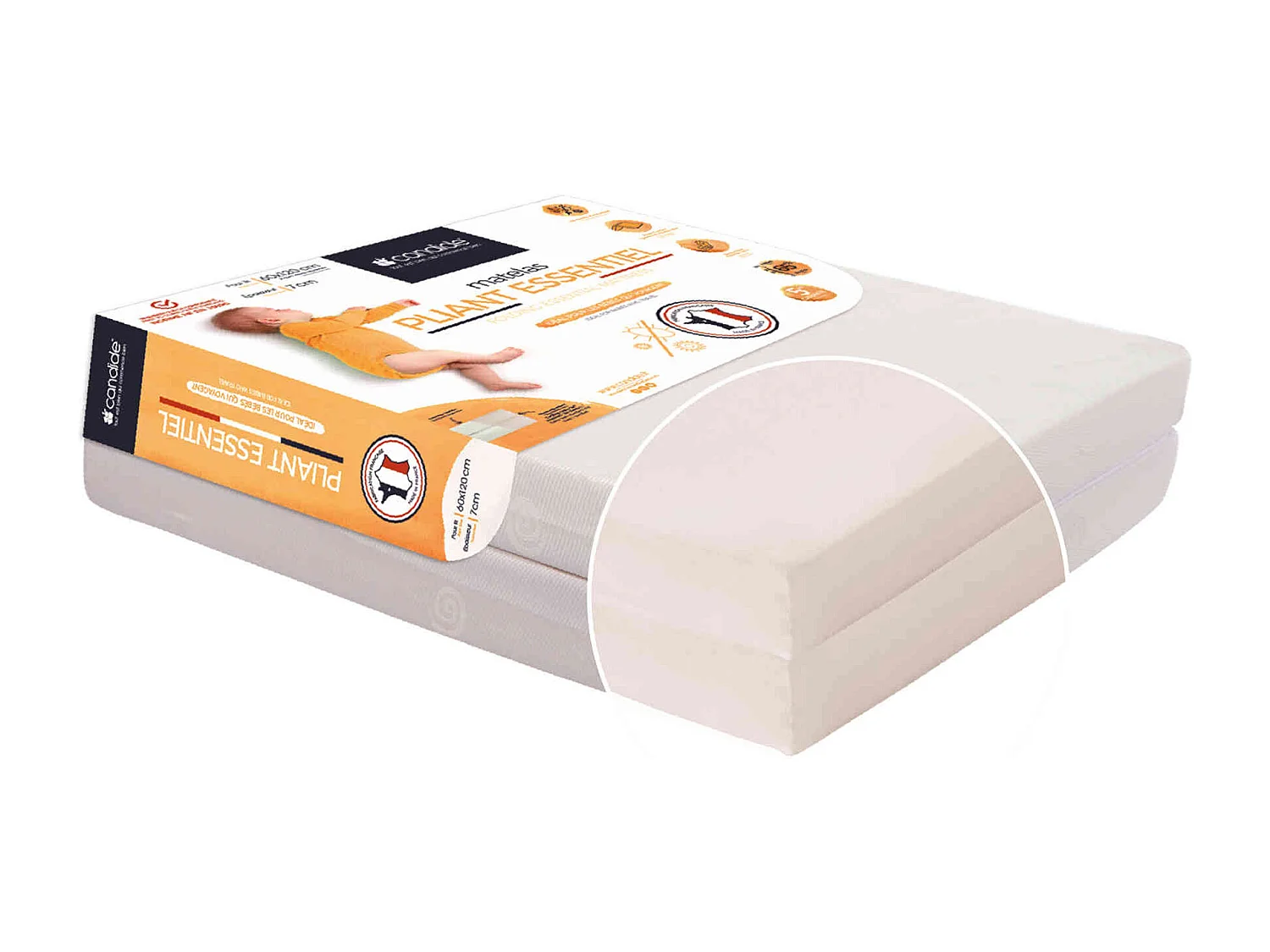 Matelas bébé pliant ESSENTIEL 60x120 cm