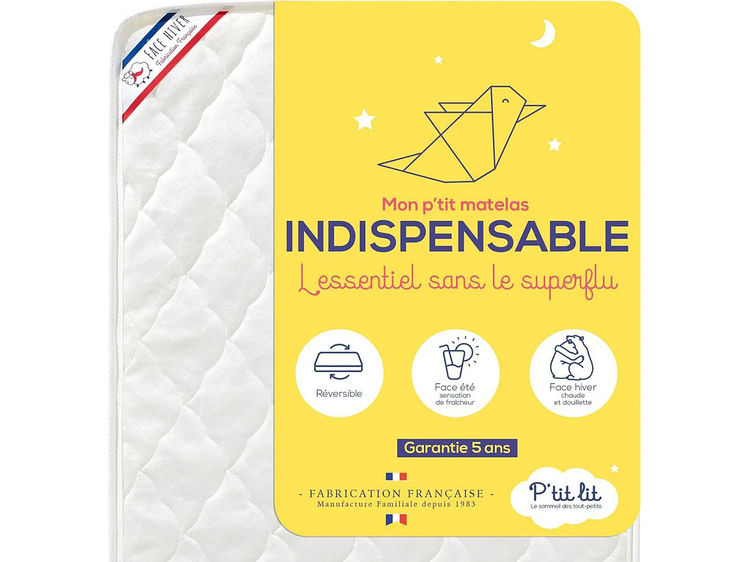 Matelas bébé sans substances nocives L'INDISPENSABLE 70x140