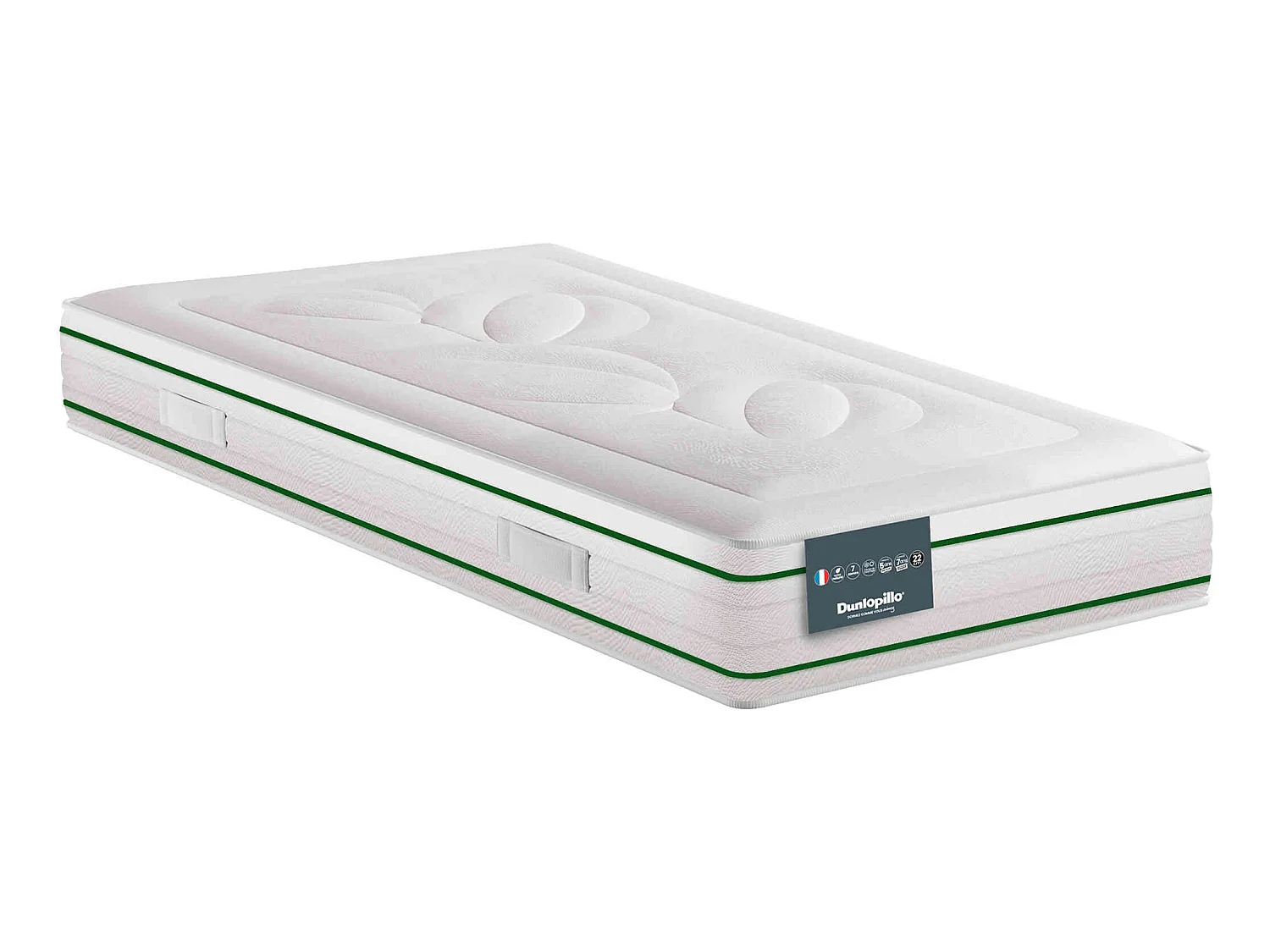 Matelas Dunlopillo 100% latex naturel ferme 7 zones 22cm HORTENSE 90x190