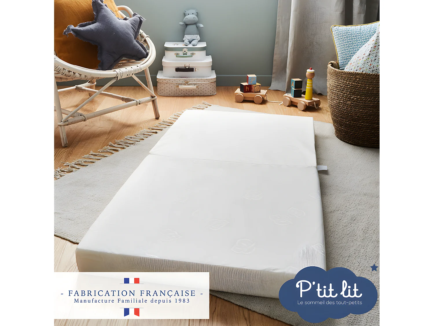 Matelas bébé pliant 2 parties déhoussable NOMADE PREMIUM 60x120