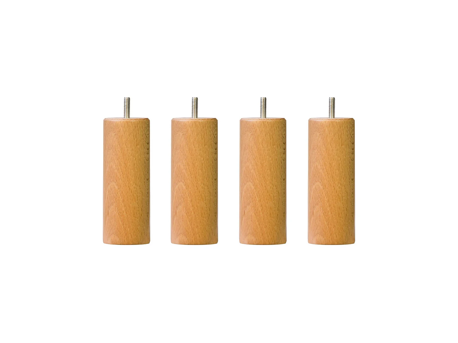 4 pieds cylindriques bois naturel 15 cm