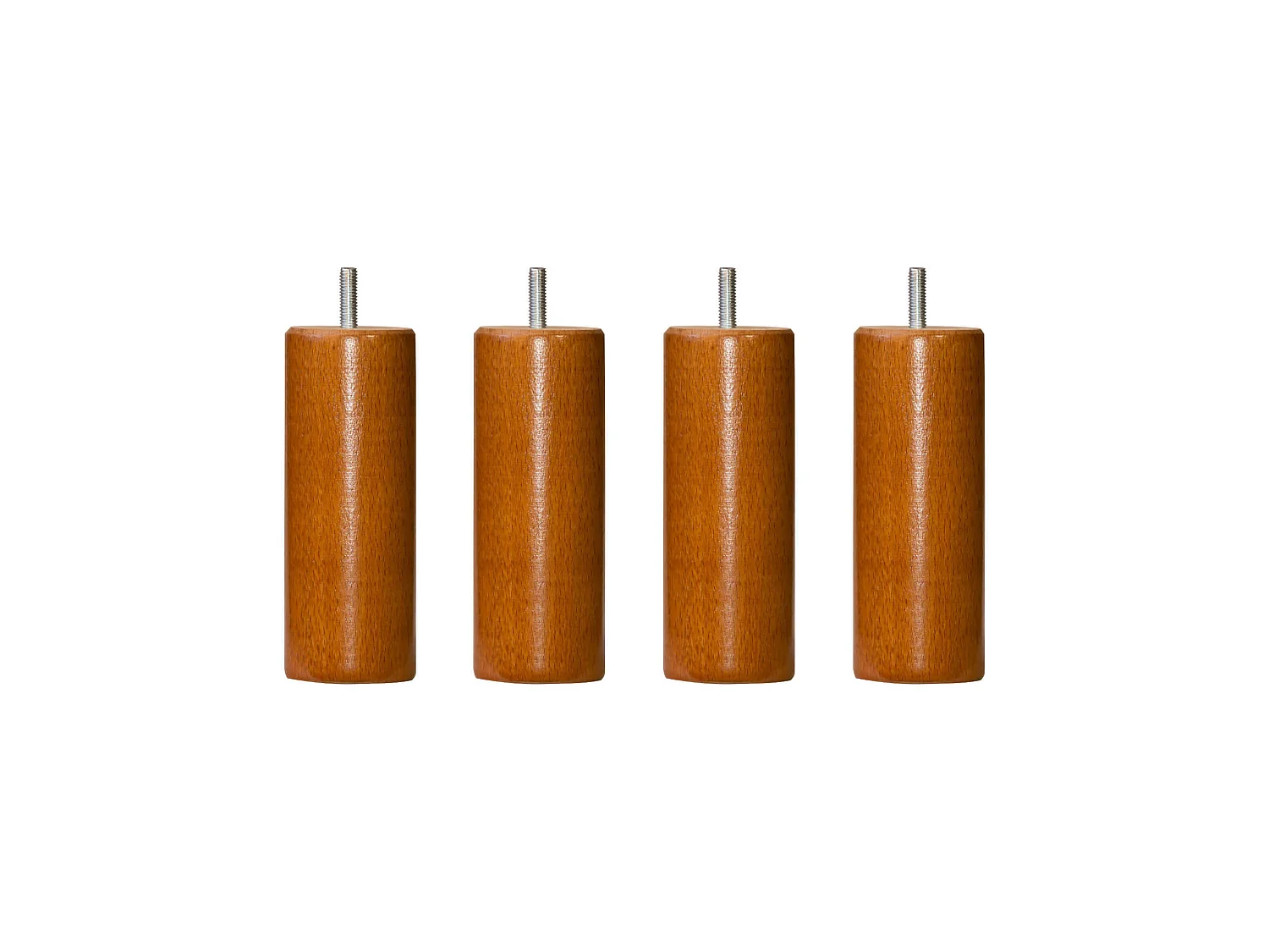 4 pieds cylindriques bois merisier 15 cm