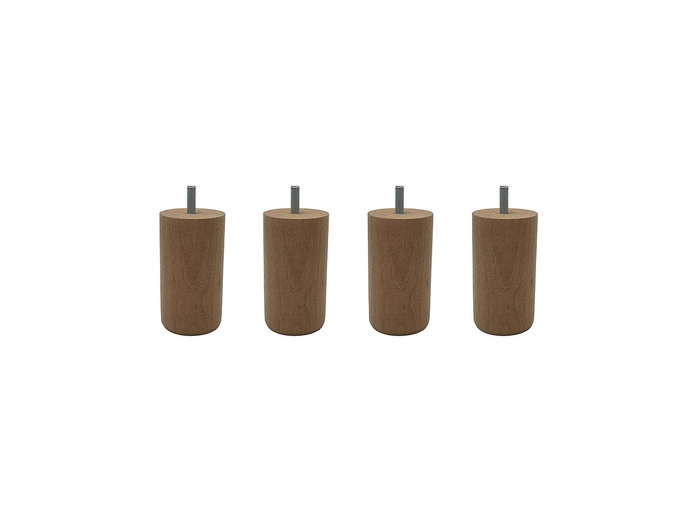 Lot de 4 pieds cylindriques Vernis Clair - H25 cm - Le Roi du Matelas