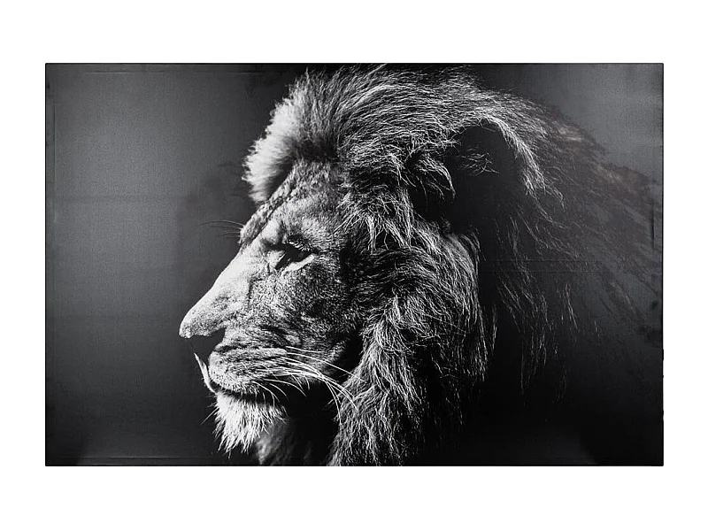 Toile Imprimée "Lion" 78x118cm Noir & Blanc