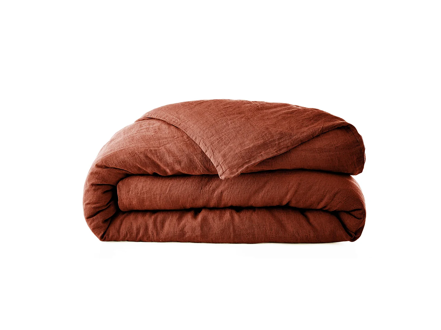 Housse de couette lin lavé orange 260x240